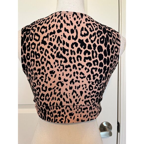 Cocoship Leopard Print Tie Front Swim Top Womens Size 10 Swimsuit Top Padded - Picture 2 of 11